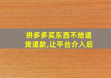 拼多多买东西不给退货退款,让平台介入后