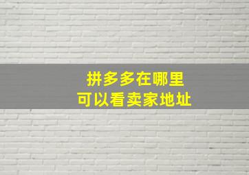 拼多多在哪里可以看卖家地址