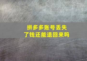 拼多多账号丢失了钱还能退回来吗