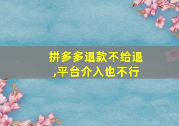 拼多多退款不给退,平台介入也不行