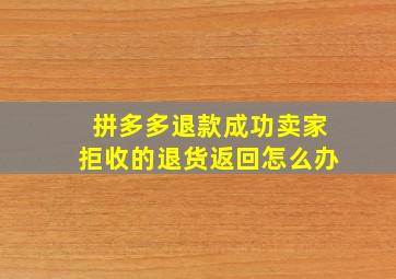 拼多多退款成功卖家拒收的退货返回怎么办