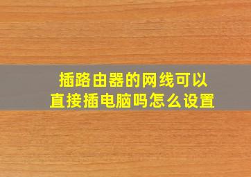 插路由器的网线可以直接插电脑吗怎么设置