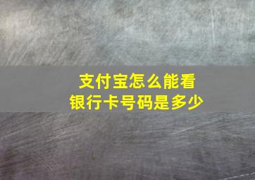 支付宝怎么能看银行卡号码是多少