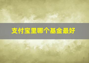 支付宝里哪个基金最好