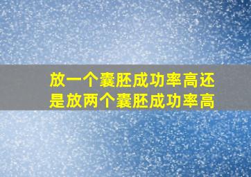 放一个囊胚成功率高还是放两个囊胚成功率高