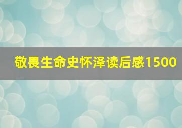 敬畏生命史怀泽读后感1500