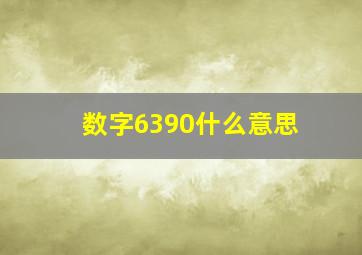 数字6390什么意思