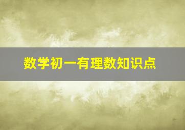 数学初一有理数知识点