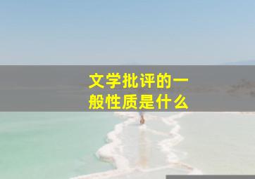 文学批评的一般性质是什么