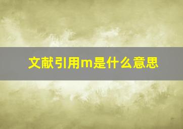 文献引用m是什么意思