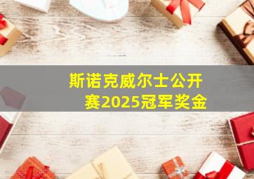 斯诺克威尔士公开赛2025冠军奖金