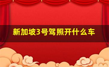 新加坡3号驾照开什么车