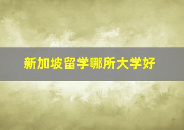 新加坡留学哪所大学好