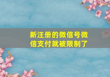 新注册的微信号微信支付就被限制了