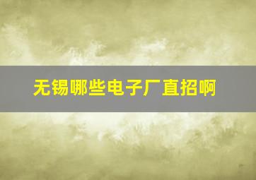 无锡哪些电子厂直招啊