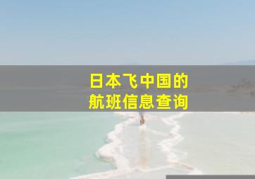 日本飞中国的航班信息查询