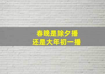 春晚是除夕播还是大年初一播