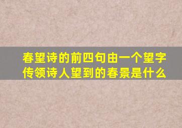 春望诗的前四句由一个望字传领诗人望到的春景是什么