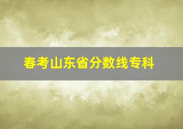 春考山东省分数线专科