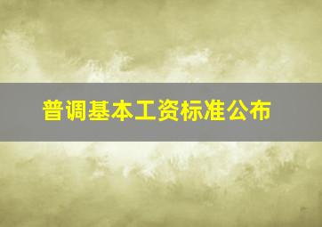 普调基本工资标准公布