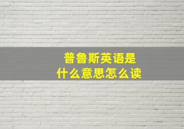 普鲁斯英语是什么意思怎么读