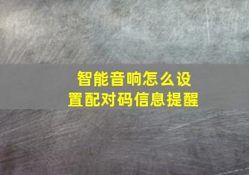 智能音响怎么设置配对码信息提醒