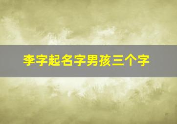 李字起名字男孩三个字