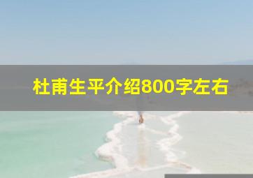 杜甫生平介绍800字左右