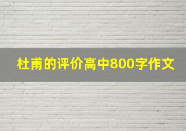 杜甫的评价高中800字作文