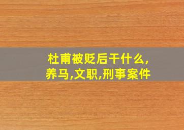 杜甫被贬后干什么,养马,文职,刑事案件