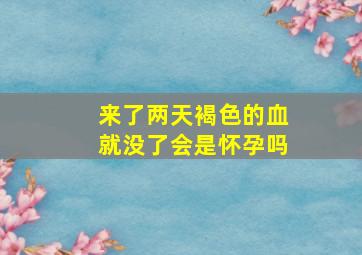 来了两天褐色的血就没了会是怀孕吗