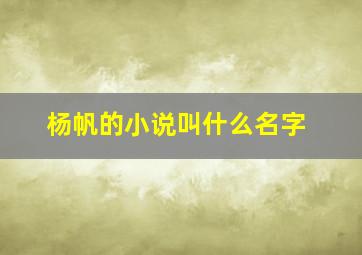 杨帆的小说叫什么名字