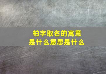 柏字取名的寓意是什么意思是什么