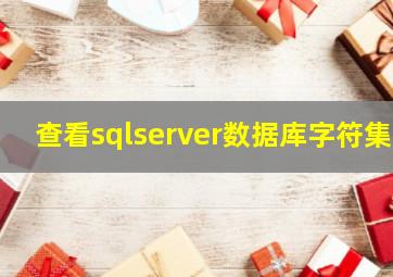 查看sqlserver数据库字符集