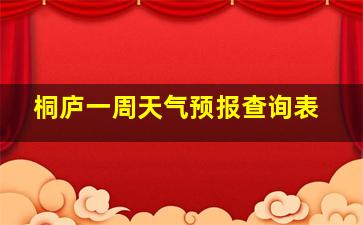 桐庐一周天气预报查询表