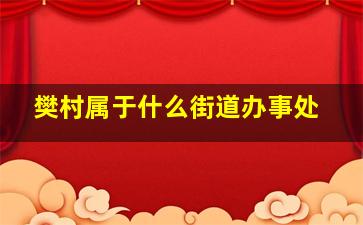 樊村属于什么街道办事处