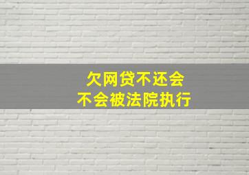 欠网贷不还会不会被法院执行