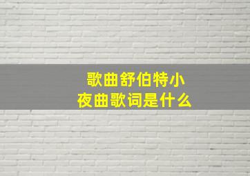 歌曲舒伯特小夜曲歌词是什么