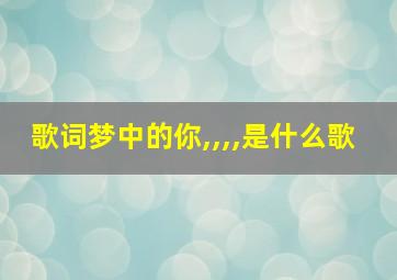 歌词梦中的你,,,,是什么歌