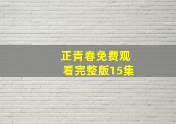 正青春免费观看完整版15集