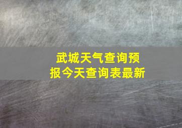 武城天气查询预报今天查询表最新