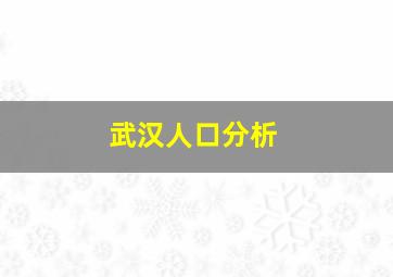 武汉人口分析