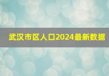 武汉市区人口2024最新数据