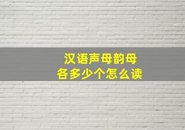 汉语声母韵母各多少个怎么读