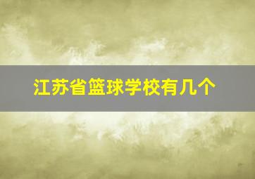 江苏省篮球学校有几个