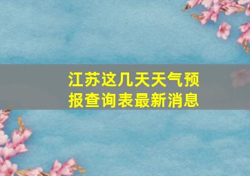 江苏这几天天气预报查询表最新消息