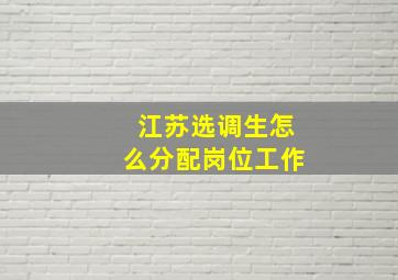 江苏选调生怎么分配岗位工作