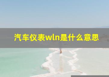 汽车仪表wln是什么意思