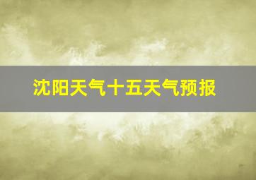 沈阳天气十五天气预报