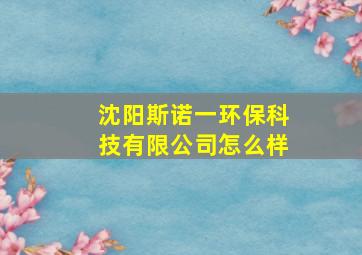 沈阳斯诺一环保科技有限公司怎么样